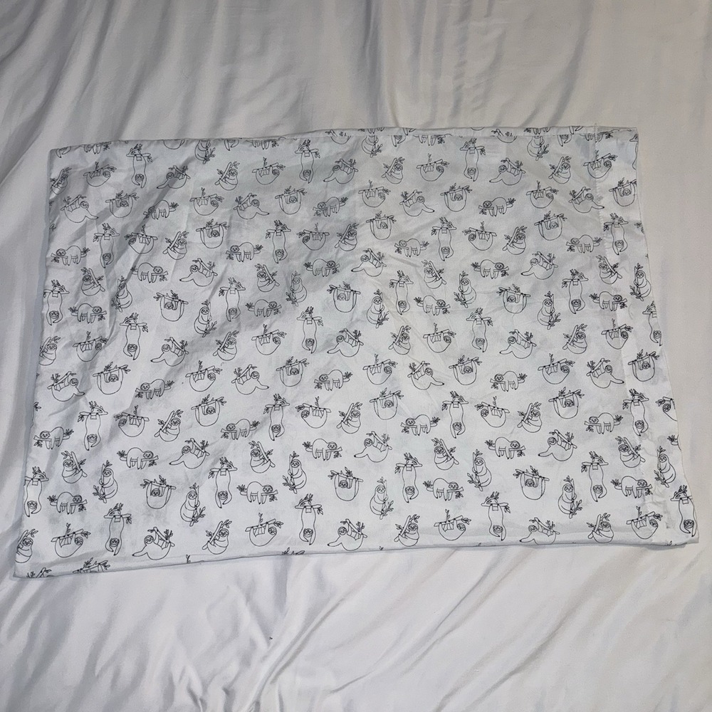Sloth Pillowcase Double Sided White Black Animal Print Standard Bedding